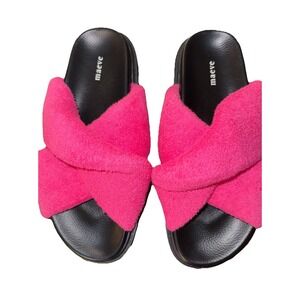 Anthropologie Maeve Terry Slide Sandals Hot Pink Cross Strap  Womens 6 New